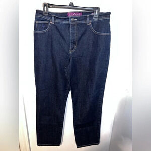 Gloria Vanderbilt, 14P Amanda, black dark wash, high-rise, straight leg